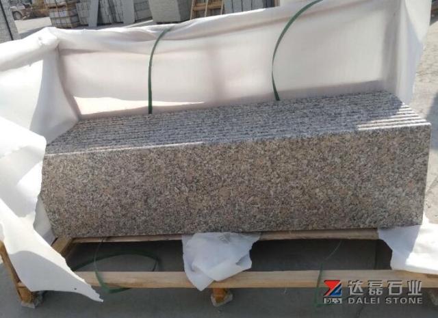 Red Granite Steps Polished One long Round Edge