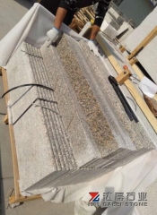 Red Granite Steps Polished One long Round Edge