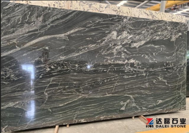 Black and White Lines Granite Big Slabs Countertops