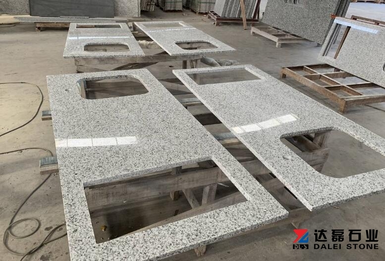 White Grey Sesame Granite Countertops Sink