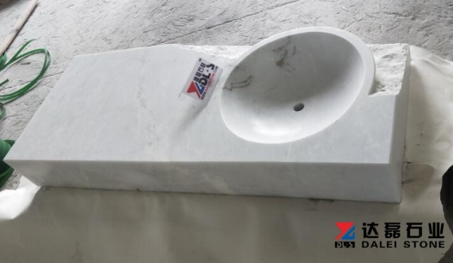 White Marble Vanity Countertops With Sinks Honed and Natural Surface Way