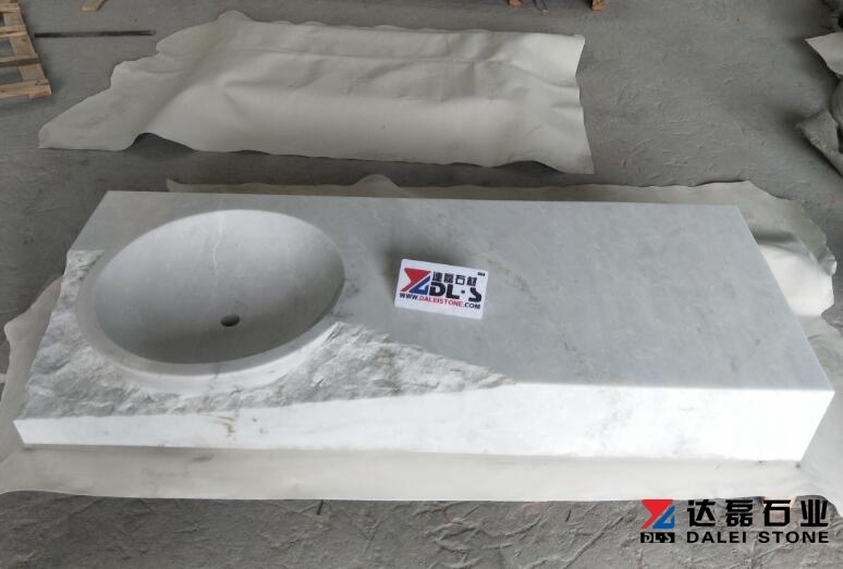 White Marble Vanity Countertops With Sinks Honed and Natural Surface Way