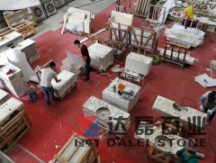 Calacatta White Marble Countertops With Golden Lines and Sinks Cut