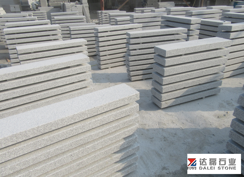 G603 Paving Granite Steps Stone Cubrstone Grey Color 6 Sides Flamed