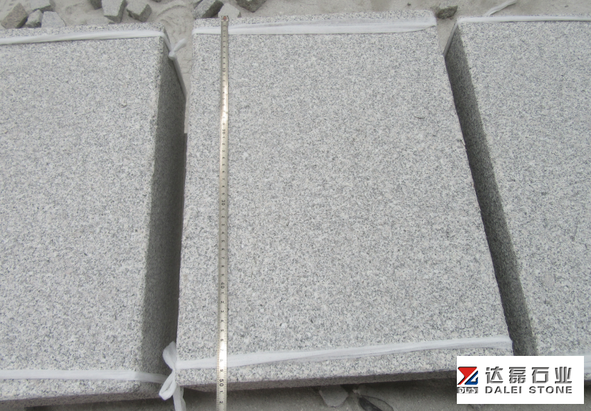 G603 Paving Granite Steps Stone Cubrstone Grey Color 6 Sides Flamed