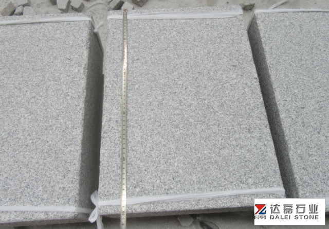 G603 Paving Granite Steps Stone Cubrstone Grey Color 6 Sides Flamed