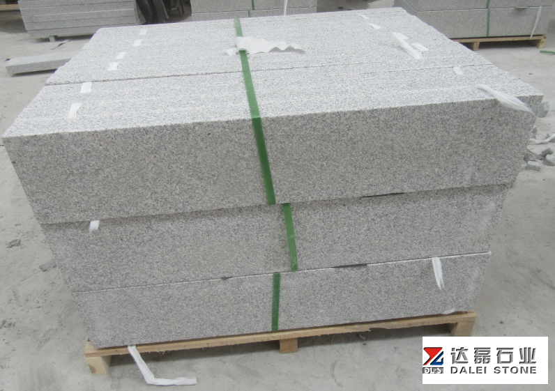 G603 Paving Granite Steps Stone Cubrstone Grey Color 6 Sides Flamed