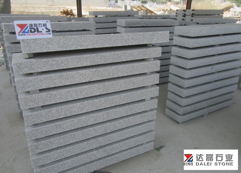 G603 Paving Granite Steps Stone Cubrstone Grey Color 6 Sides Flamed