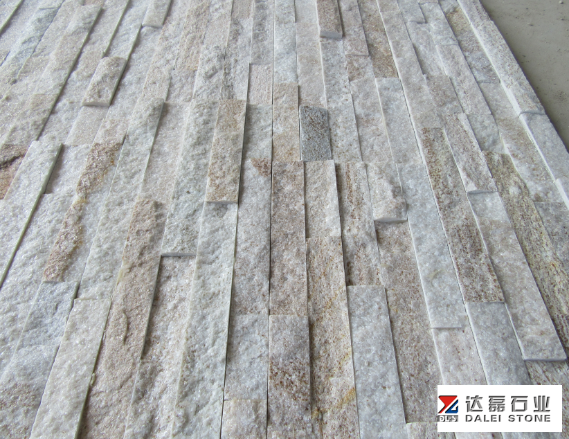Golden Line Yellow White Wooden Culture Stone Tiles