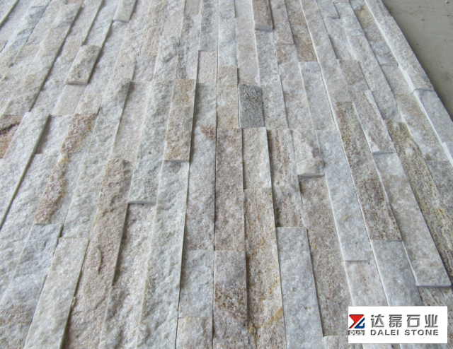 Golden Line Yellow White Wooden Culture Stone Tiles