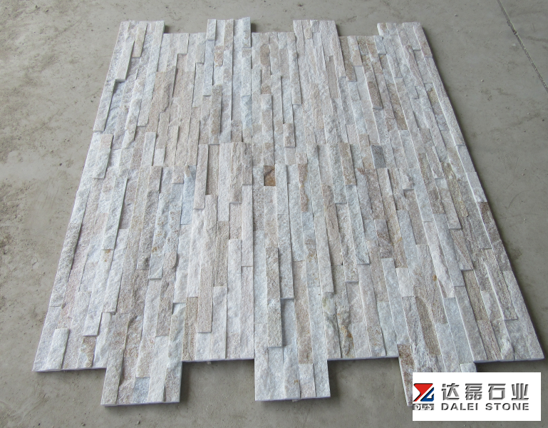 Golden Line Yellow White Wooden Culture Stone Tiles