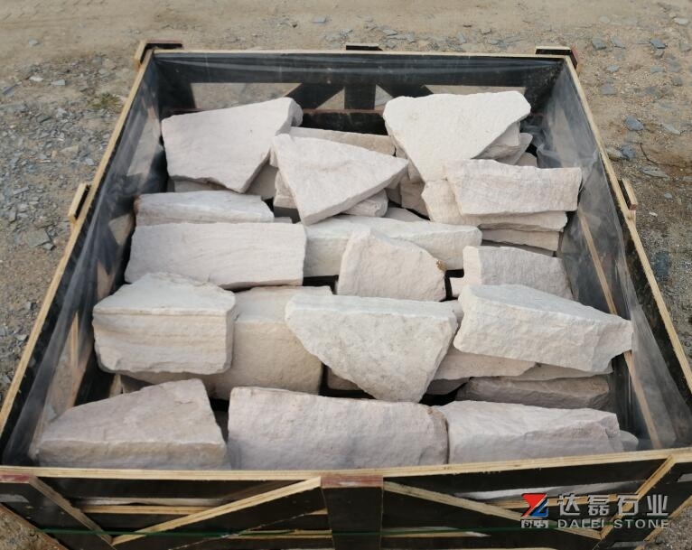 White Sandstone Loose Stone Wall Cladding White Color