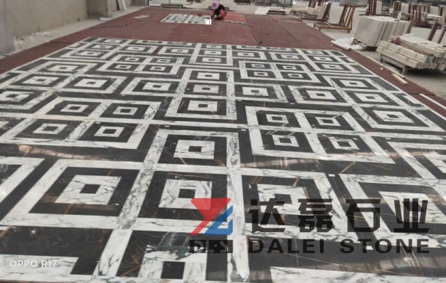 Marble Tiles Polished Floor Tiles Black and White Matched