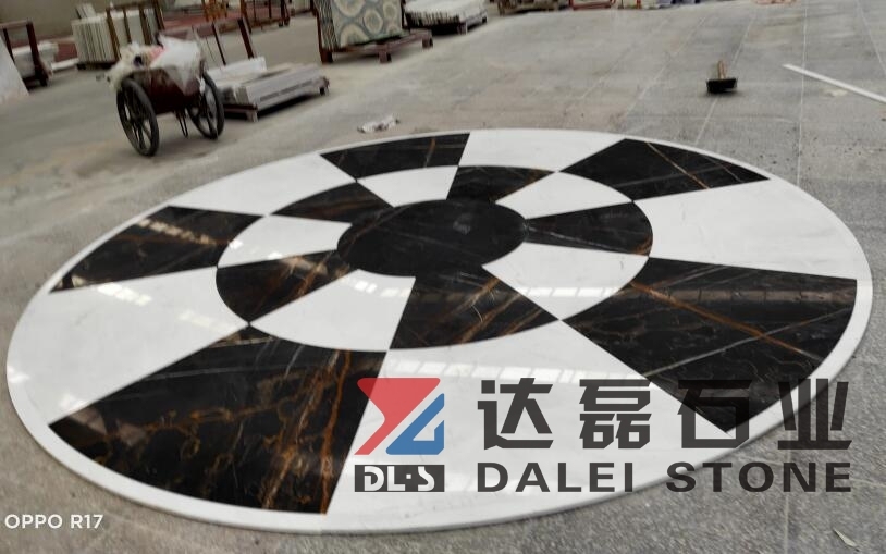 White and Black Marble Match Round Table Countertops