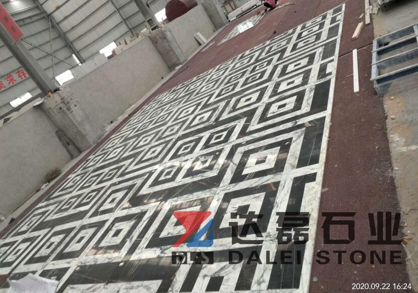 Marble Tiles Polished Floor Tiles Black and White Matched