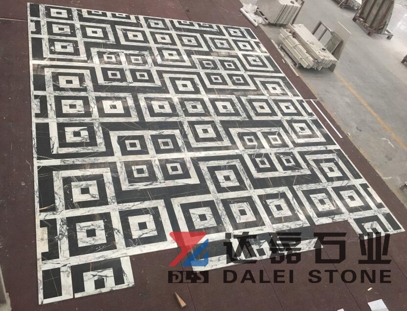Marble Tiles Polished Floor Tiles Black and White Matched