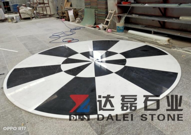 White and Black Marble Match Round Table Countertops