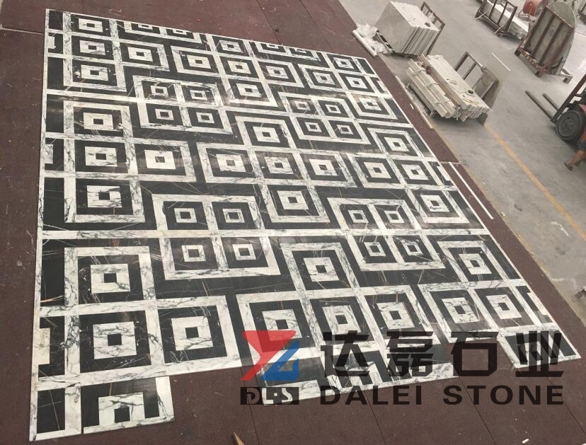 Marble Tiles Polished Floor Tiles Black and White Matched