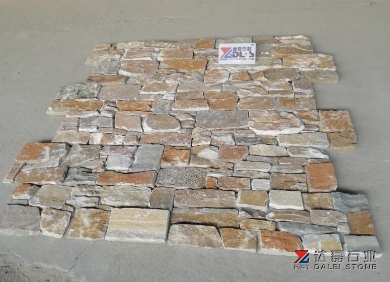 Yellow Rusty Wooden Slate Tiles Split Finish Way