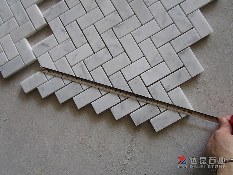 Carrara White Marble Mosaic Tile Polished Carrara Herringbone Mosaic