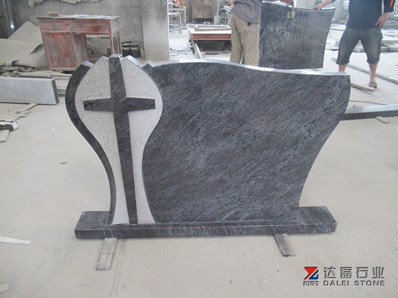 Bahama Blue Granite Headstone Poland Style Headstone