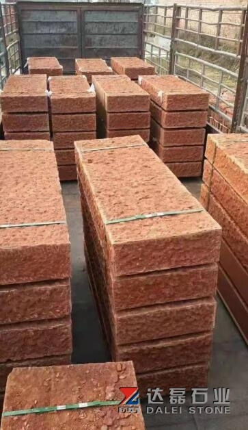 Red Sandstone Bush hammered Honed Finish Way Kerbstone Project