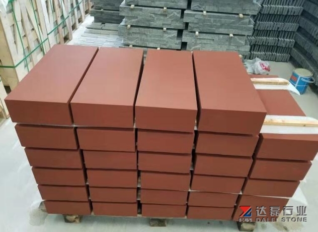 Red Sandstone Bush hammered Honed Finish Way Kerbstone Project