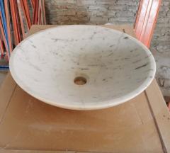 Carrara White Round Basins Honed Finish Way