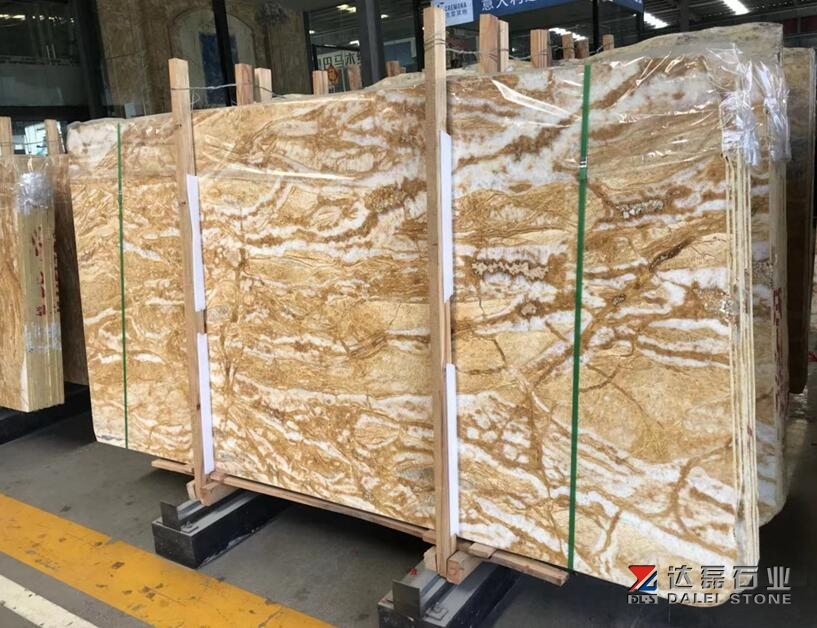 Chrysophoron Golden Beige Color Marble Big Slabs