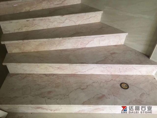 Cream Roses Pink Marble Big Slabs Marble Steps