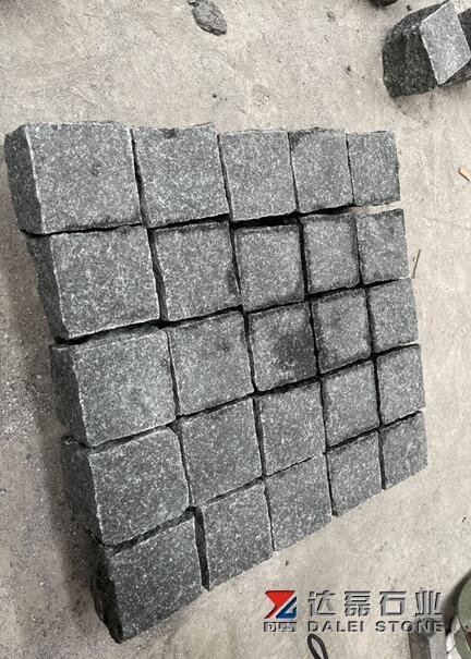 Black Basalt Cube Stone Top Flamed Other Sides Natural Split