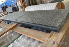 Angola Black Basalt Swimming Pool Coping Tiles Flamed Honed