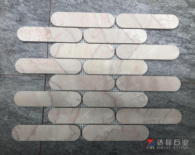Cream Rose Pink Marble Bathroom Mosaic Tiles