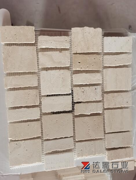 Super White Travertine Mosaic Tiles Top Homed Edge Natural Split