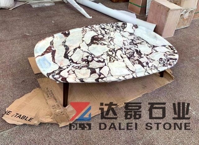 White Brown Bulgari Marble Table Tops Coffee Table