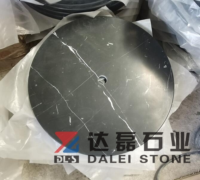 Nero Marquina Marble Black Marble Coffee Table Round