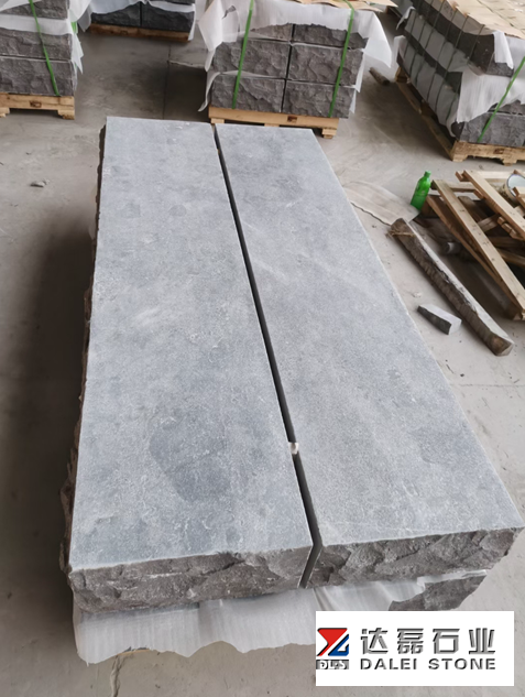 Blue Limestone Rock Face For Wall Facade Flamed