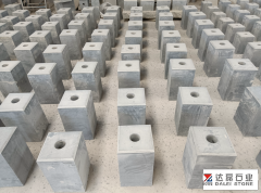 Blue Limestone Flagpole Base Stone With Hole Grinding 500 Degree