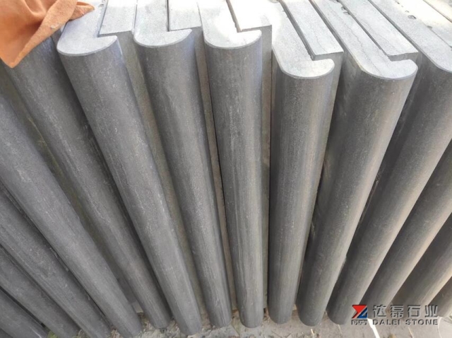 Blue Limestone Coping Tiles Bullnose Edge Flamed Brush