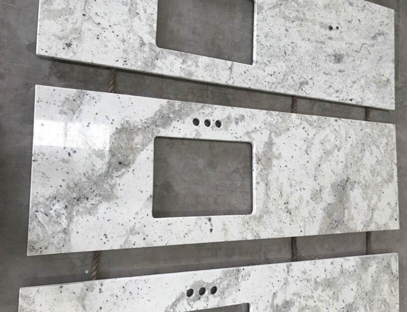 Andromeda White Granite Countertops Sinks Cutting