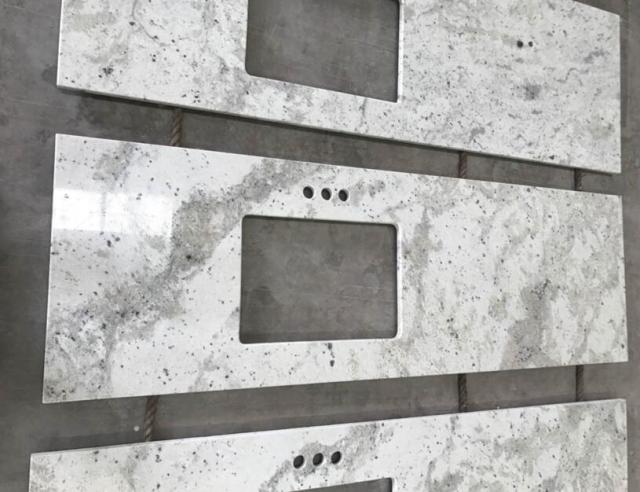 Andromeda White Granite Countertops Sinks Cutting