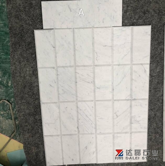 Carrara White Marble Thin Tiles 1cm Top Honed Big Chamfer