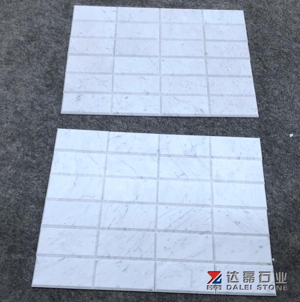 Carrara White Marble Thin Tiles 1cm Top Honed Big Chamfer