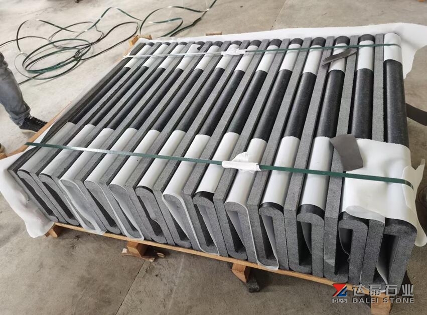 Orginal G684 Black Basalt Pearl Coping Tiles Flamed Brush