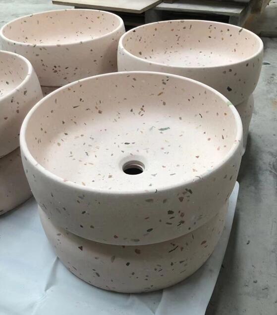 Beige Terrazzo Basins Round Sinks