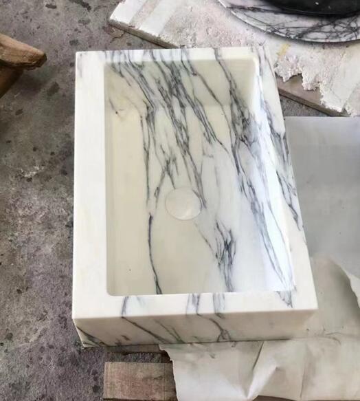 Lilac White Marble Square Basins Marble Sinks