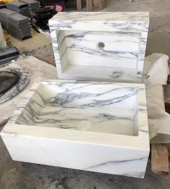 Lilac White Marble Square Basins Marble Sinks