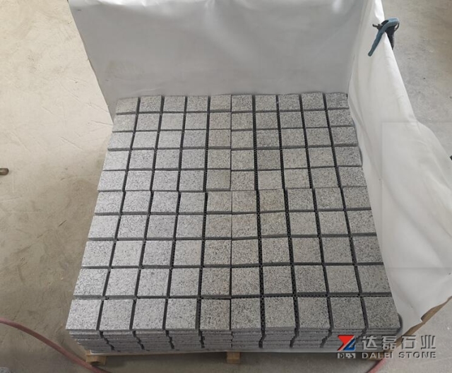 G603 Square Cobbe Stone Paving Stone Mesh Paver Granite