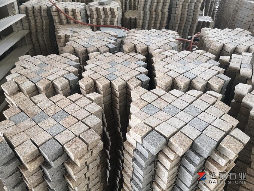 Sunset Gold and Grey Granite Match To Mesh Paver Interlocking Tiles