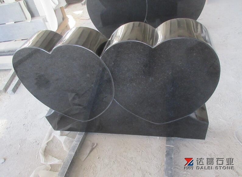 Indian Black Headstone Double Heart With Rose